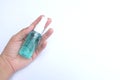 Spray alcohol female hands hand sanitizer gel to patient eliminate germs covid 19 prevention concept